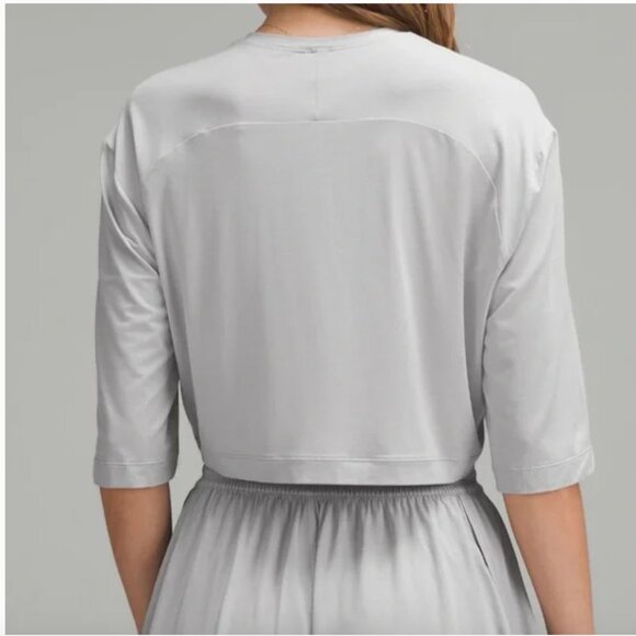 Lululemon Modal Relaxed-Fit Cropped Short-Sleeve Shirt Silver Drop - Picture 2 of 11